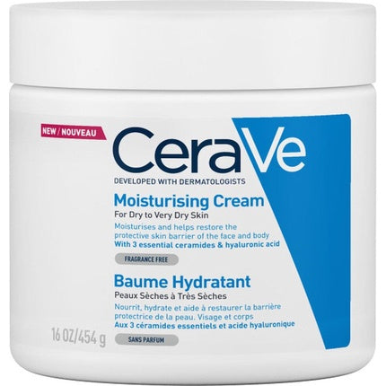 CeraVe Moisturising Cream for Dry to Very Dry Skin, 454g Hydrating Face & Body Cream with Ceramides