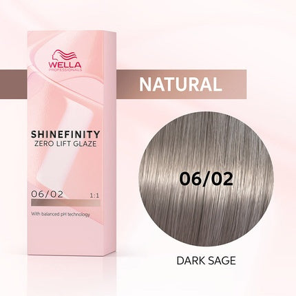 Wella Professionals Shinefinity Color Glaze 06/02 Dark Sage Natural Dark Blonde Matt Demi-Permanent Hair Color, 60ml