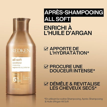 Redken All Soft Repairing Conditioner for Dry & Brittle Hair, 500ml - Professional Nourishing Conditioner
