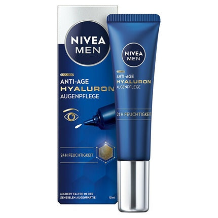 Nivea MEN Anti-Wrinkle Eye Cream with Hyaluron, 15ml Hydrating Eye Care for Fine Lines & Tired-Looking Eyes