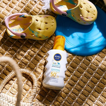 Nivea SUN Kids Sensitive Protect & Play Sunscreen Spray SPF 50+ (200ml) - Broad Spectrum Sunscreen for Children's Sensitive Skin