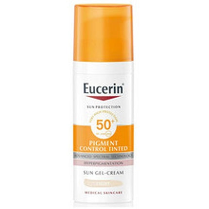 Eucerin Pigment Control Tinted Sun Gel-Cream SPF 50+ Medium, 50ml | Tinted Face Sunscreen for Even-Looking Skin Tone