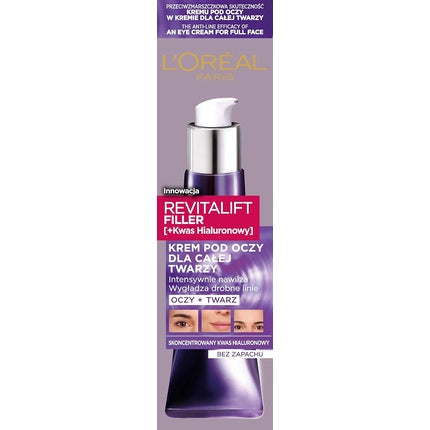 L'Oréal Paris Revitalift Filler Face & Eye Cream, 30ml | Hydrating Moisturizer for Face and Eye Area