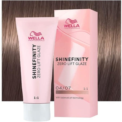 Wella Professionals Shinefinity Zero Lift Glaze 04/07 Bitter Chocolate Medium Brown Natural Sand Demi-Permanent Hair Color, 60ml