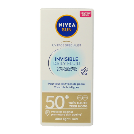 Nivea Sun UV Face Daily Fluid SPF 50, 40ml Lightweight Facial Sunscreen