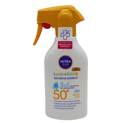 Nivea Sun Kids Sensitive Protect Trigger Spray SPF 50+ (270ml) High Protection Sunscreen for Children's Sensitive Skin