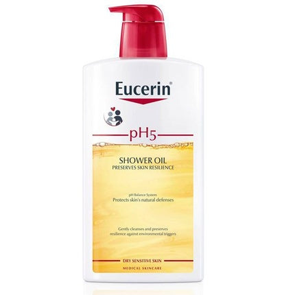Eucerin pH5 Skin Protection Shower Oil for Very Dry & Sensitive Skin, 1000ml | Gentle Nourishing Body Cleanser