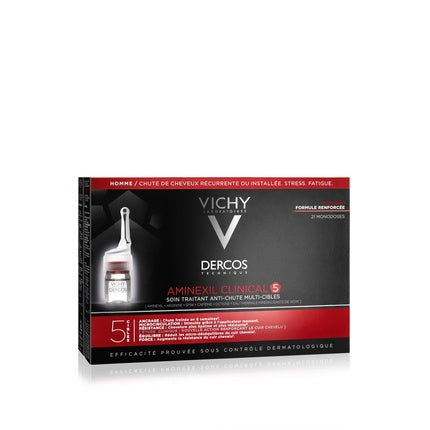 Vichy Dercos Aminexil Clinical 5 Multi-Purpose Anti-Hair Loss Treatment for Men, 21 x 6ml