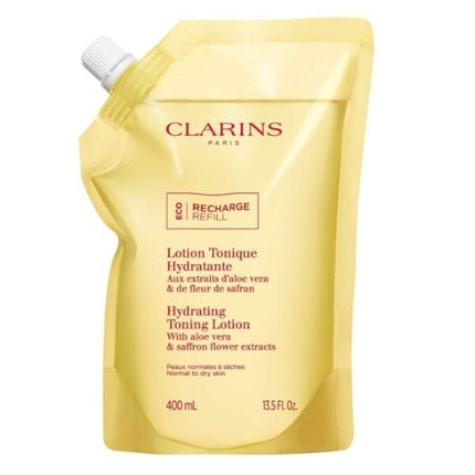 Clarins Hydrating Toning Lotion Doypack, 400ml for Normal to Dry Skin Alcohol-Free Facial Toner