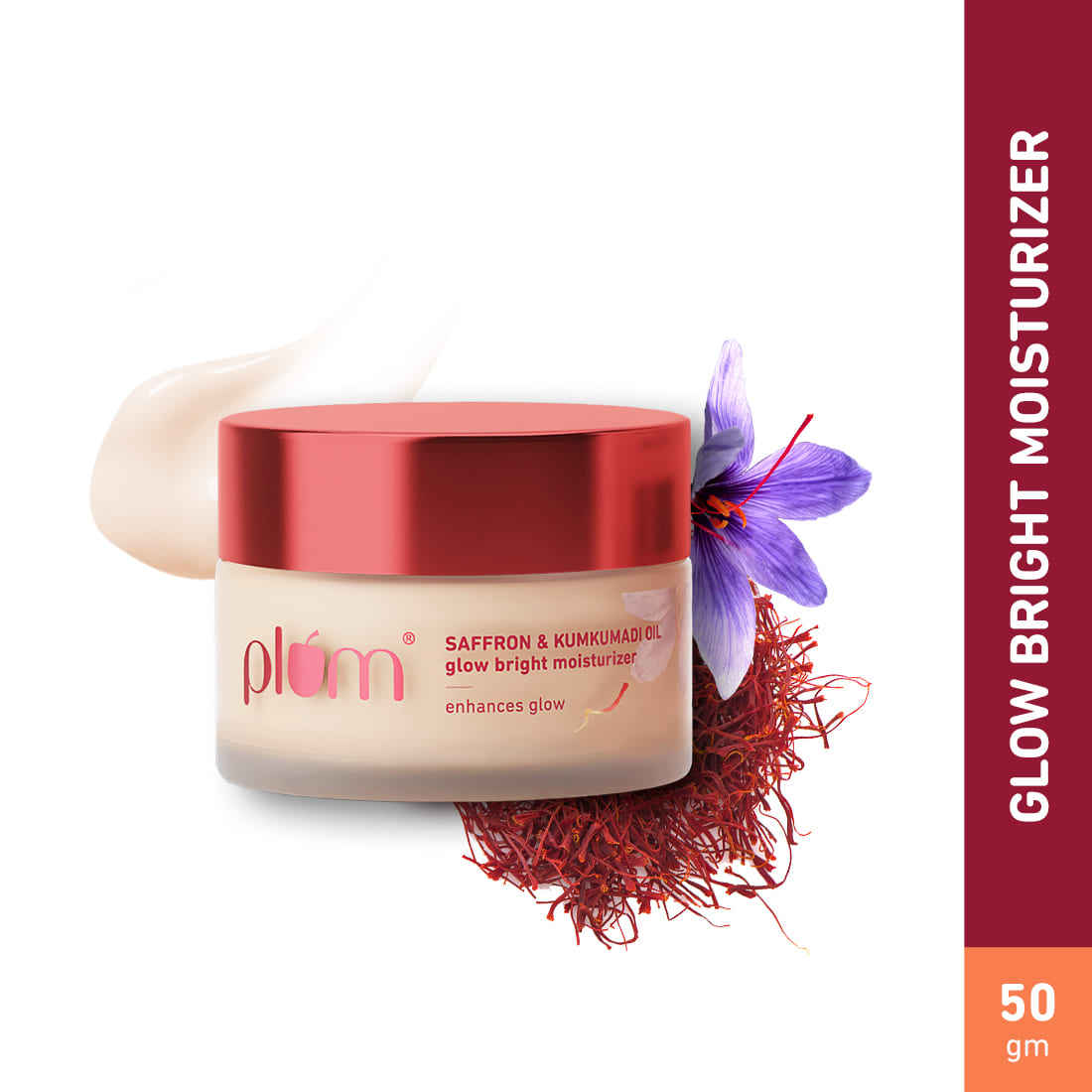 Plum Saffron & Kumkumadi Oil Glow Bright Moisturizer with SPF 35 | Enhances Glow | Brightens Skin, 50g Buy at Indicrest Image 3